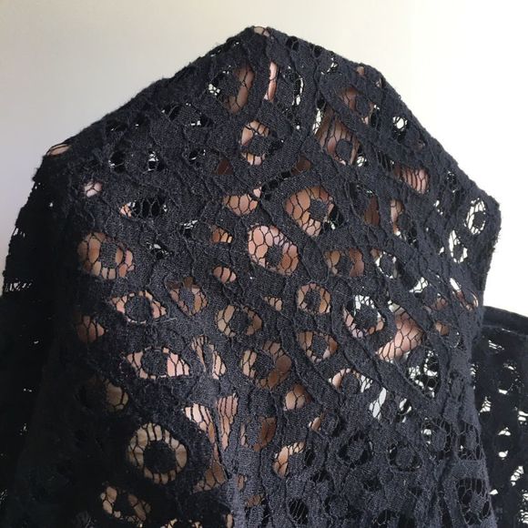 Zara M black lace long sleeve crop top white bow tie lacy shirt blouse witchy​ - Picture 5 of 15